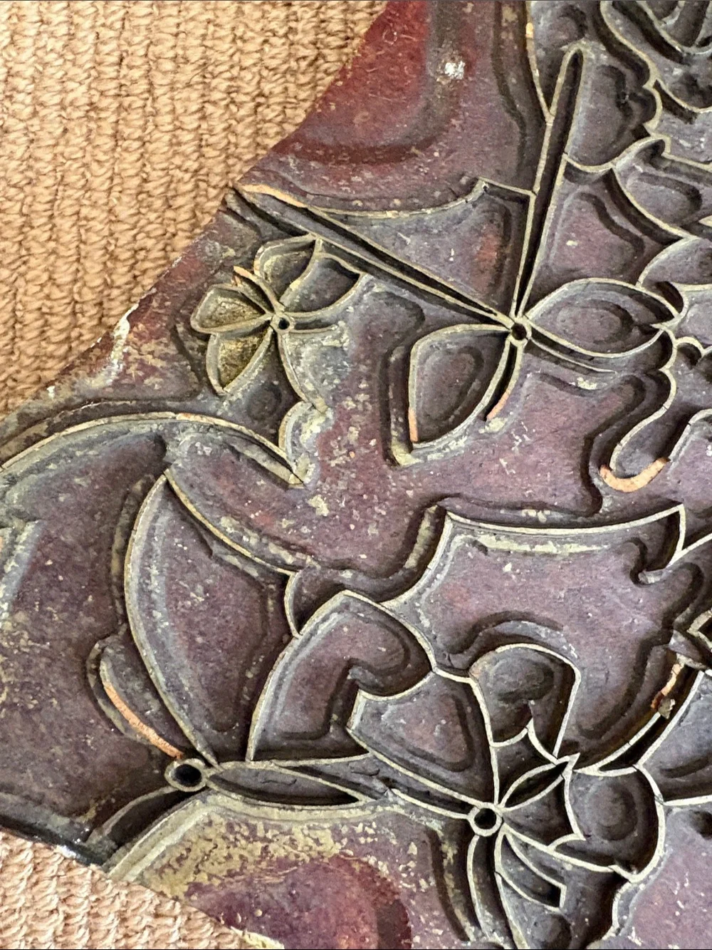 LARGE BLOCK STAMP- OLD made in France 🇫🇷 textiles - Picture 9 of 16
